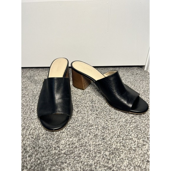 Cole Haan Daina Stacked Chunky Heel Mules Open Toes Leather Casual Modern Size 7 - Picture 3 of 12